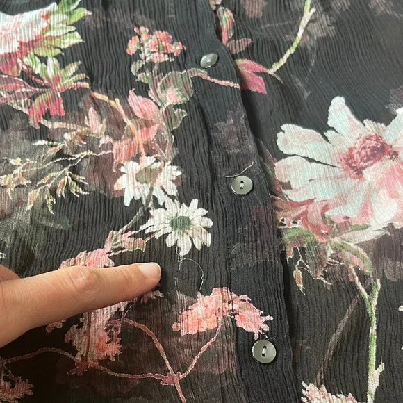 The Kooples Chic Floral Sheer Blouse in Black and Pink - Picture 7 of 7